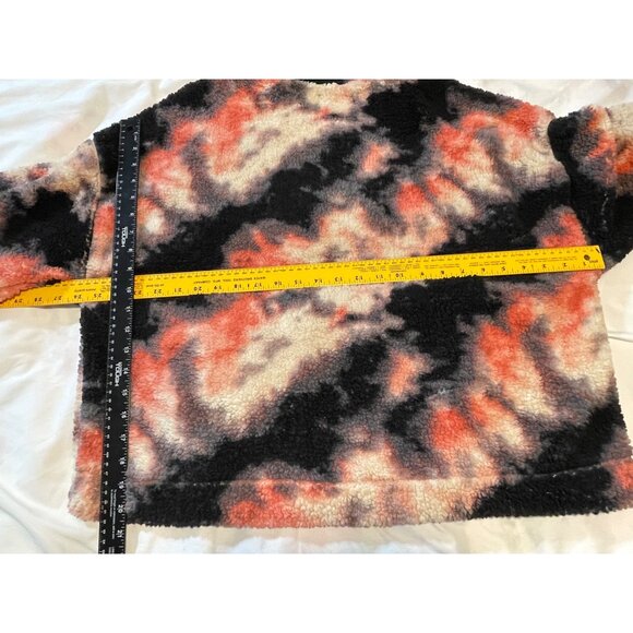 Tie-Dye Sherpa Fleece Jacket 1X By Love + Joy Coral Black Gold Tone Zipper - Picture 10 of 10